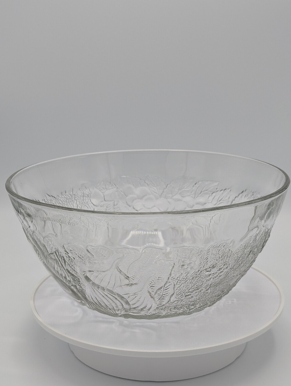 Clear Embossed Glass Serving Bowl